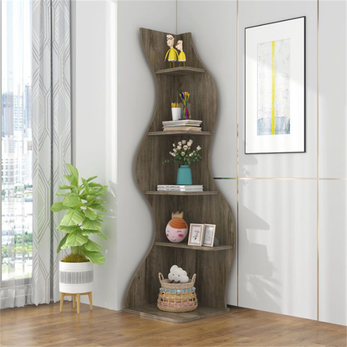 Latitude Run® 71.65'' H x 19.68'' W Solid Wood Corner Bookcase Wayfair